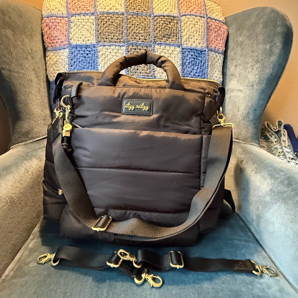 Itzy Ritzy Cloud Convertible Black Backpack